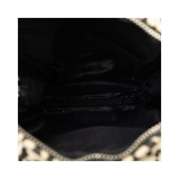 Pre Loved Saint Laurent Leopard Print Canvas Crossbody Bag Women White - Picture 5 of 8